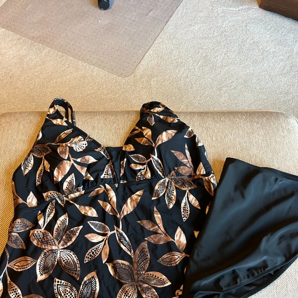 Beach Belle Brown/Black Tankini Swimsuit Set - Picture 1 of 7